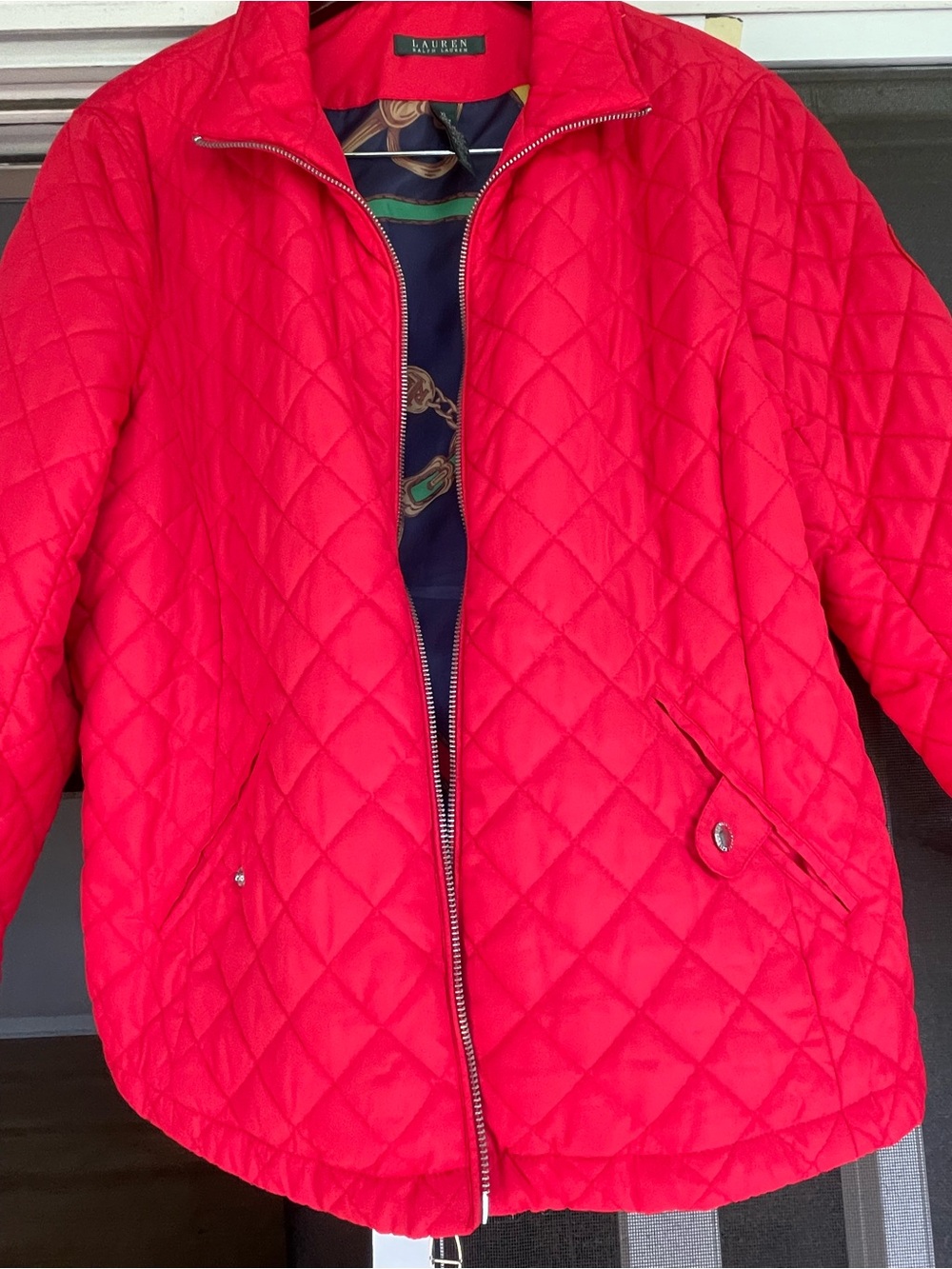Ralph Lauren Bright Red Quilted Zip-Front Puffer Jacket - Picture 2 of 5